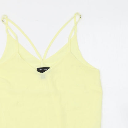 Womens UK Size 8 New Look Yellow Basic Tank