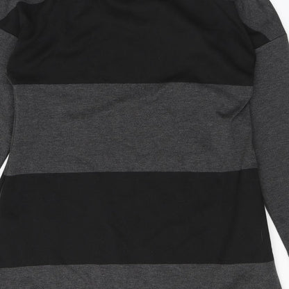 Viz a Viz Womens Grey Striped Polyester A-Line Size 12 Cowl Neck Pullover