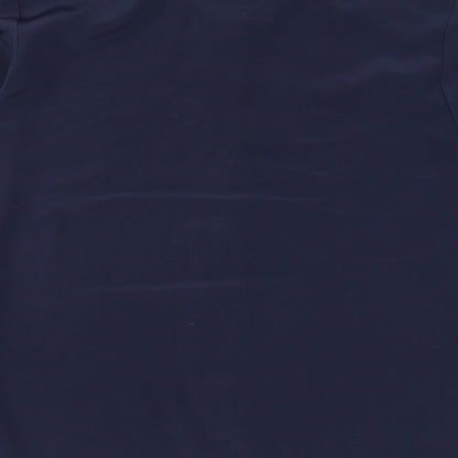 Ursa Bella Womens Blue Geometric Polyester Basic Button-Up Size 14 Collared - Embroidery