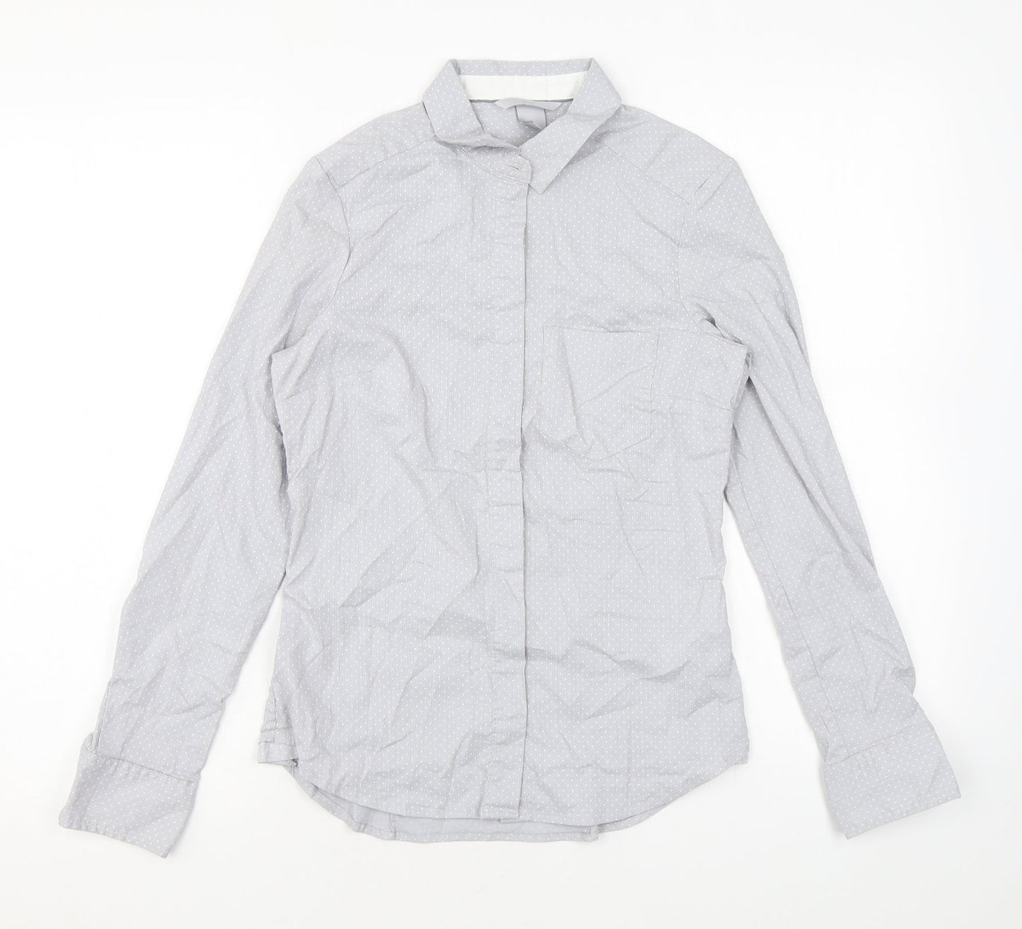 Womens UK Size 6 H&M Grey Basic Button-Up