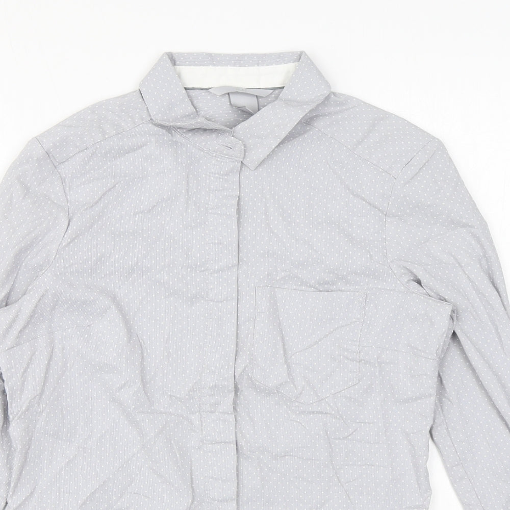 Womens UK Size 6 H&M Grey Basic Button-Up