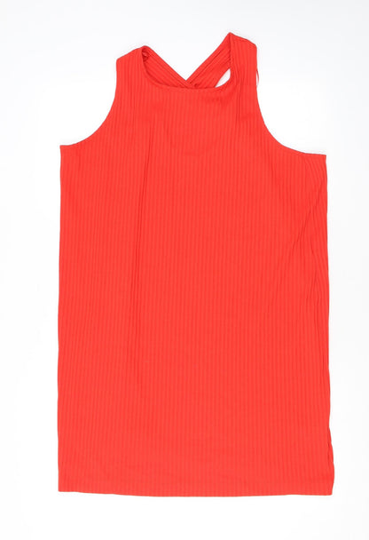 Monki Womens Red Polyester Tank Dress Size L Round Neck Pullover
