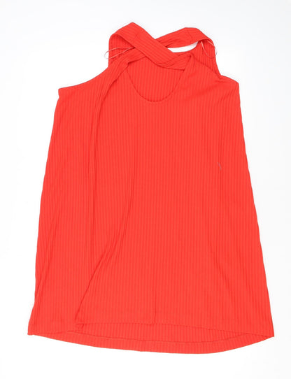 Monki Womens Red Polyester Tank Dress Size L Round Neck Pullover