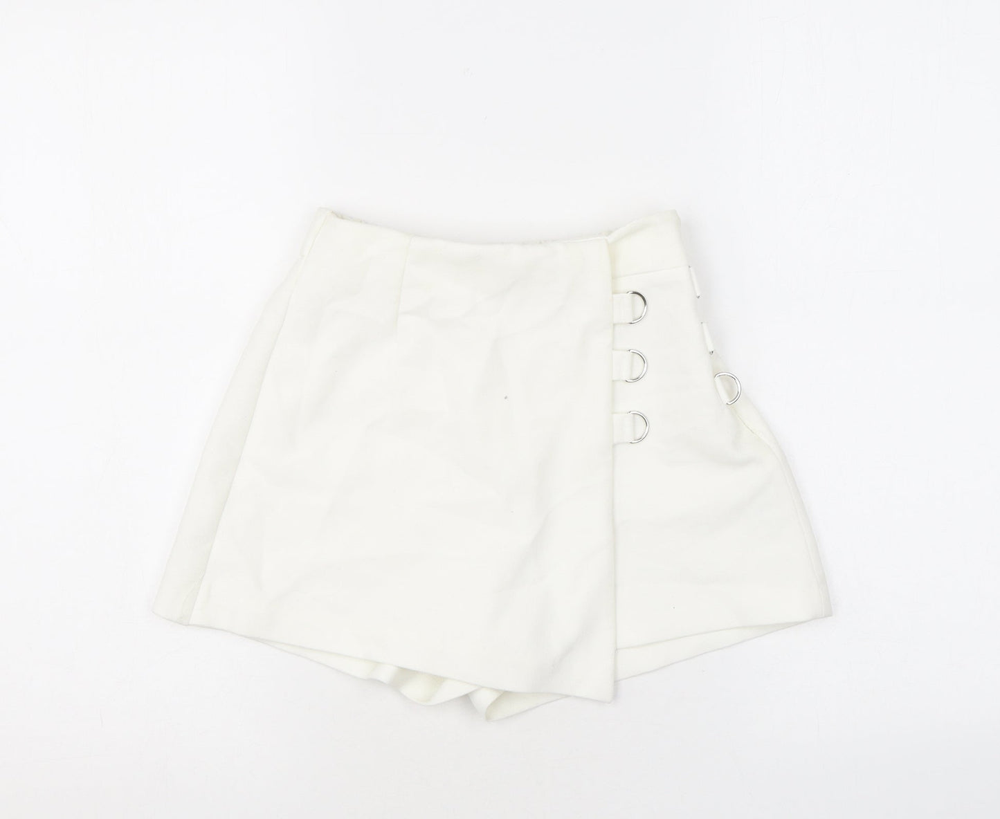 Bershka Womens White Polyester Skort Skirt Size XS Zip