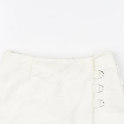 Bershka Womens White Polyester Skort Skirt Size XS Zip