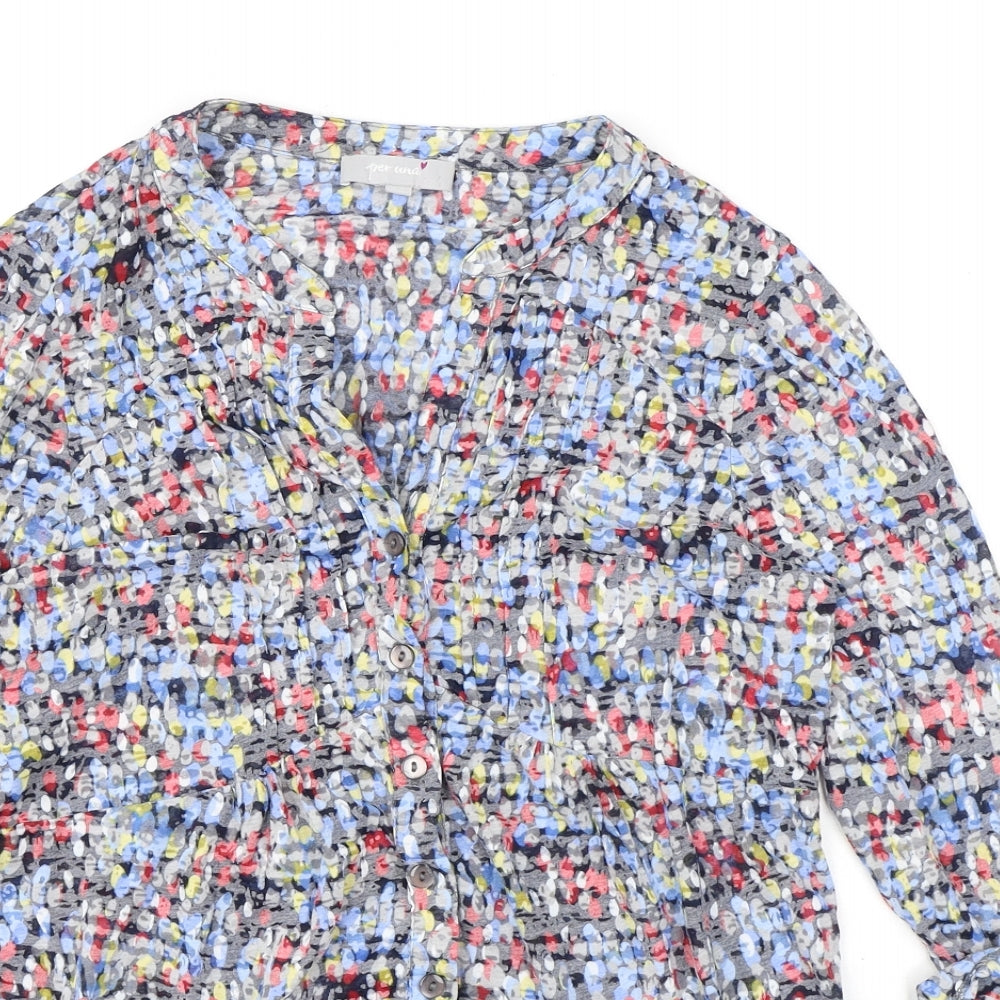 Womens UK Size 12 Marks and Spencer Blue Basic Button-Up