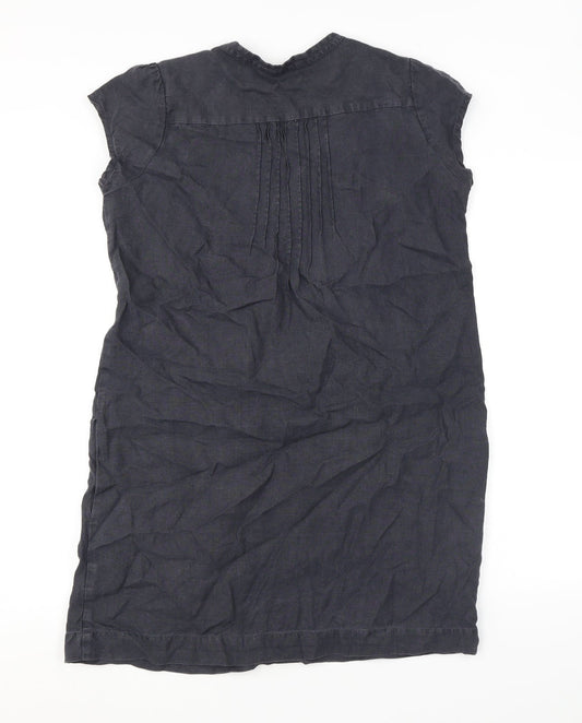 The White Company Womens Grey Linen A-Line Size 12 V-Neck Button