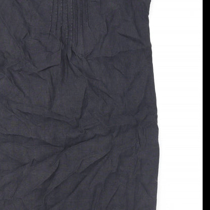 The White Company Womens Grey Linen A-Line Size 12 V-Neck Button