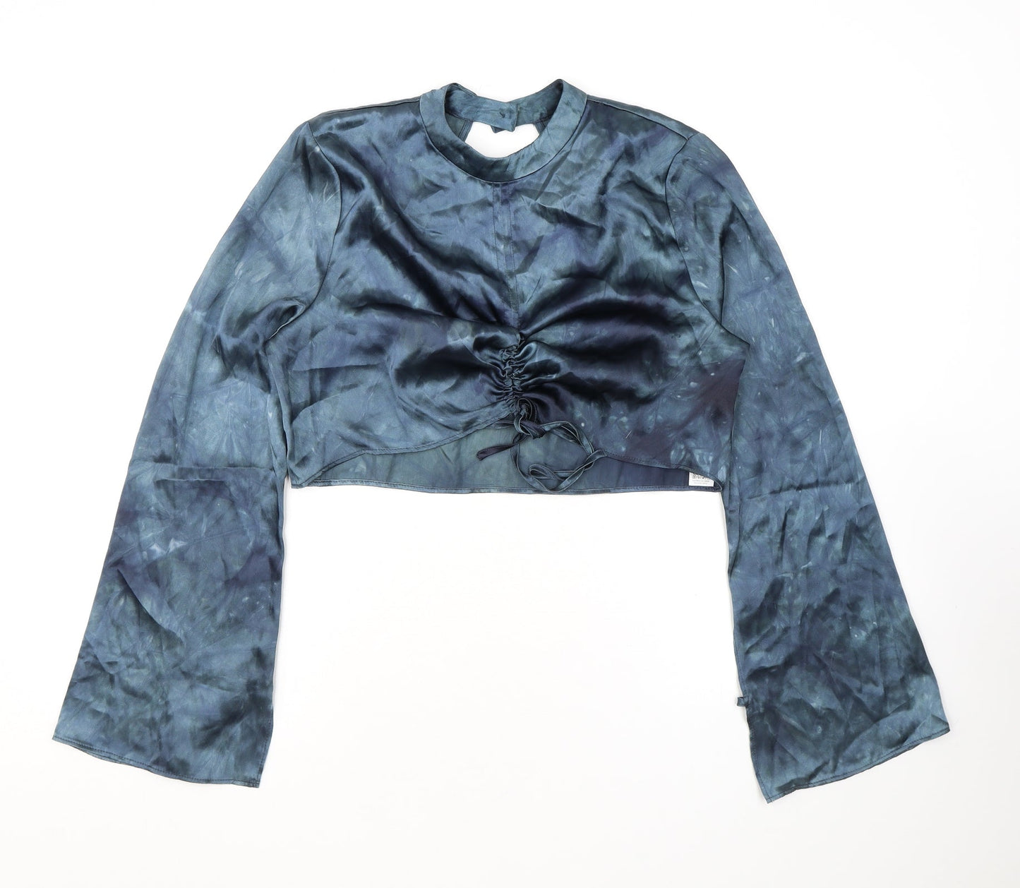 Womens UK Size 12 Topshop Blue Cropped Blouse