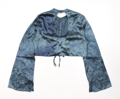 Womens UK Size 12 Topshop Blue Cropped Blouse