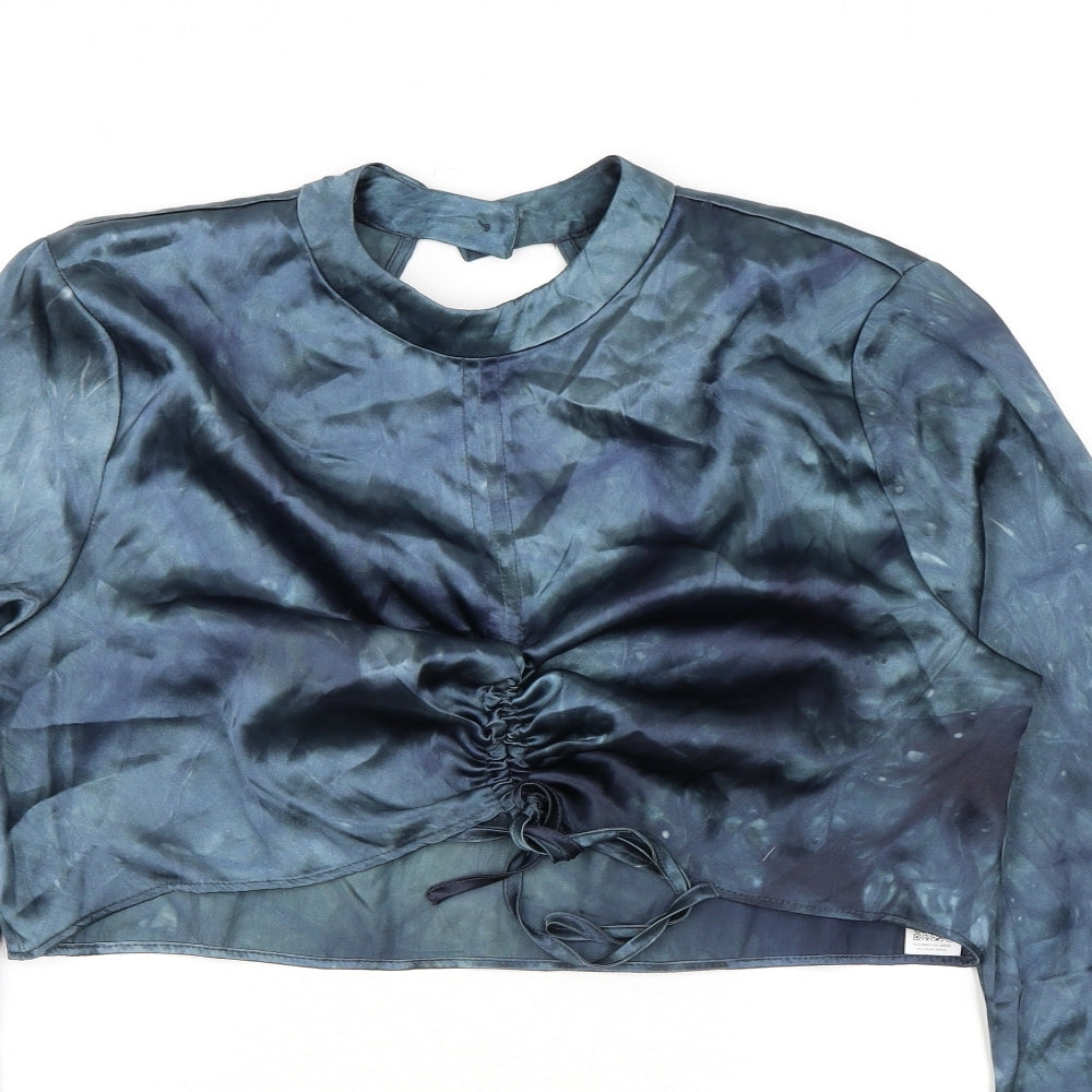 Womens UK Size 12 Topshop Blue Cropped Blouse