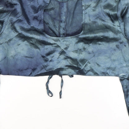Womens UK Size 12 Topshop Blue Cropped Blouse