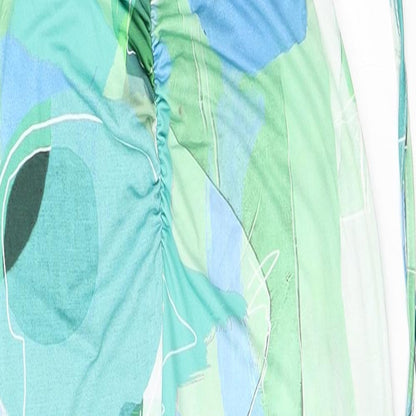 PRETTYLITTLETHING Womens Green Geometric Polyester Jumpsuit One-Piece Size 10 L26 in Pullover - Cut Out Detail