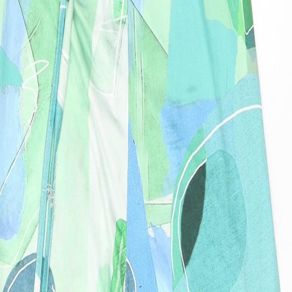 PRETTYLITTLETHING Womens Green Geometric Polyester Jumpsuit One-Piece Size 10 L26 in Pullover - Cut Out Detail