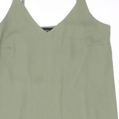 New Look Womens Green Polyester Tank Dress Size 10 V-Neck Pullover