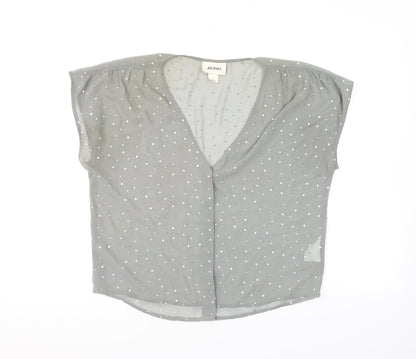 Womens UK Size S Monki Grey Basic Button-Up