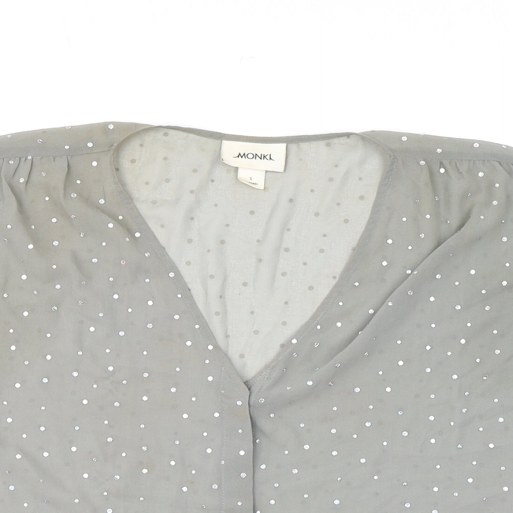 Womens UK Size S Monki Grey Basic Button-Up