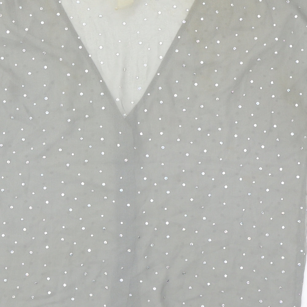 Womens UK Size S Monki Grey Basic Button-Up