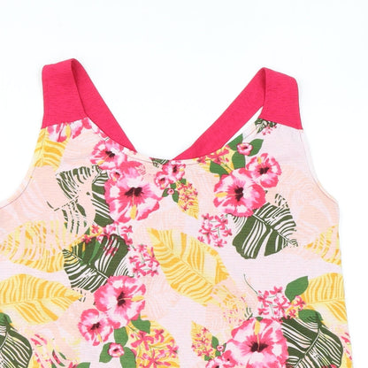 Avon Womens Pink Floral Polyester Basic Tank Size 10 Scoop Neck