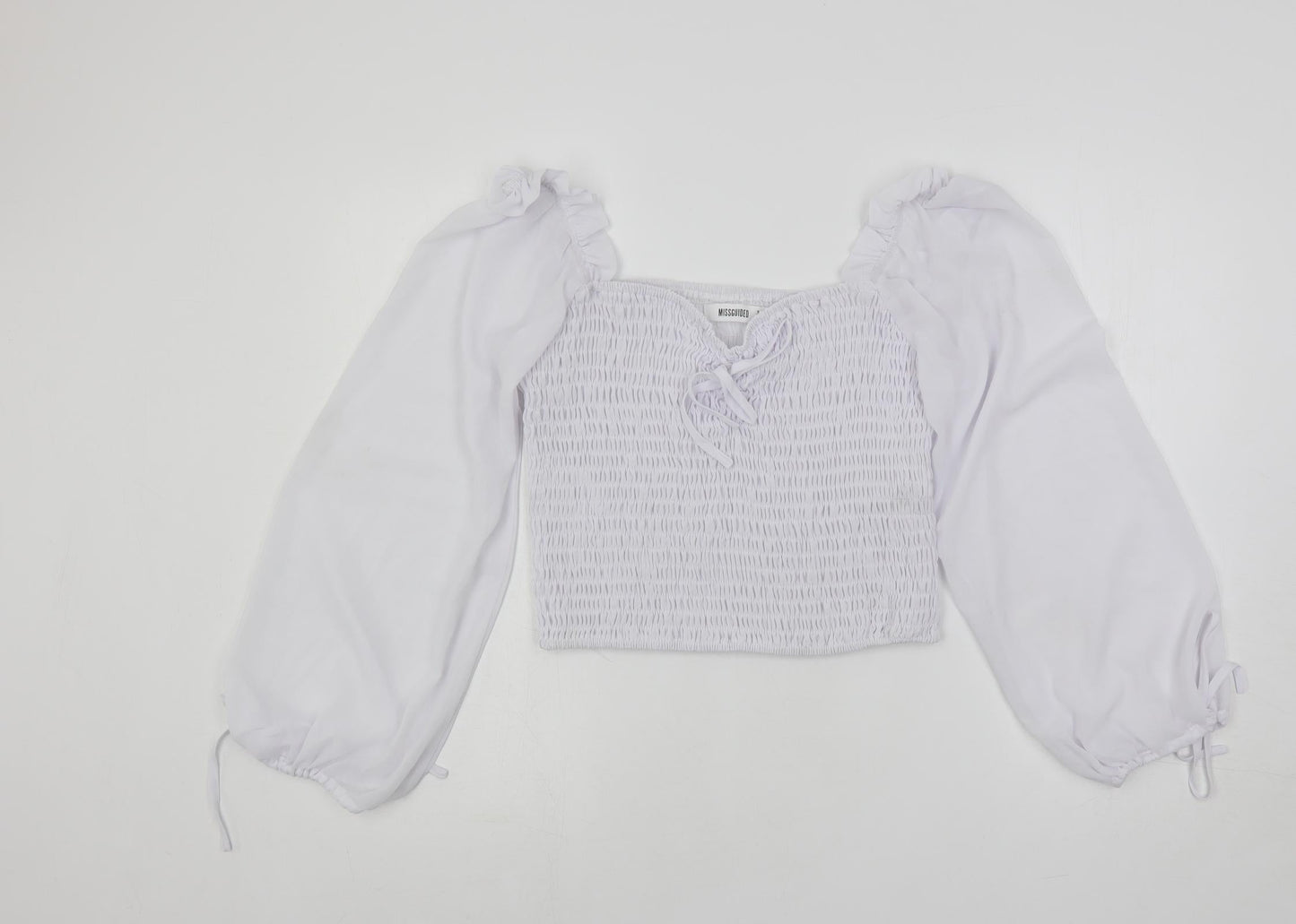 Womens UK Size 12 Missguided White Cropped Blouse