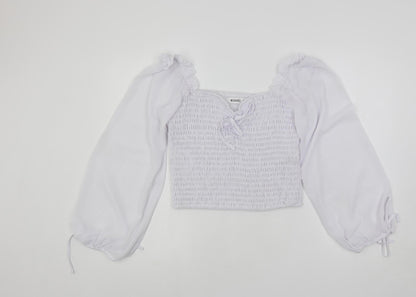 Womens UK Size 12 Missguided White Cropped Blouse
