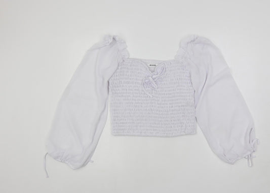 Womens UK Size 12 Missguided White Cropped Blouse