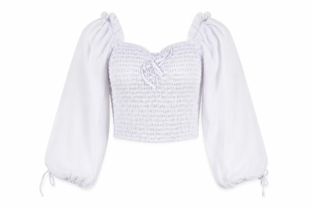Womens UK Size 12 Missguided White Cropped Blouse