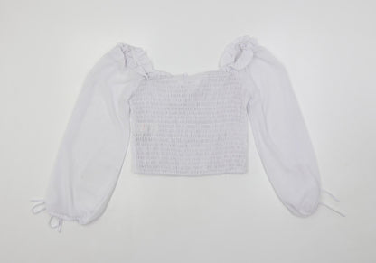 Womens UK Size 12 Missguided White Cropped Blouse