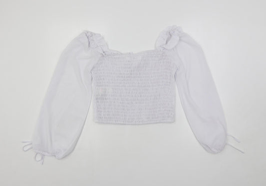 Womens UK Size 12 Missguided White Cropped Blouse