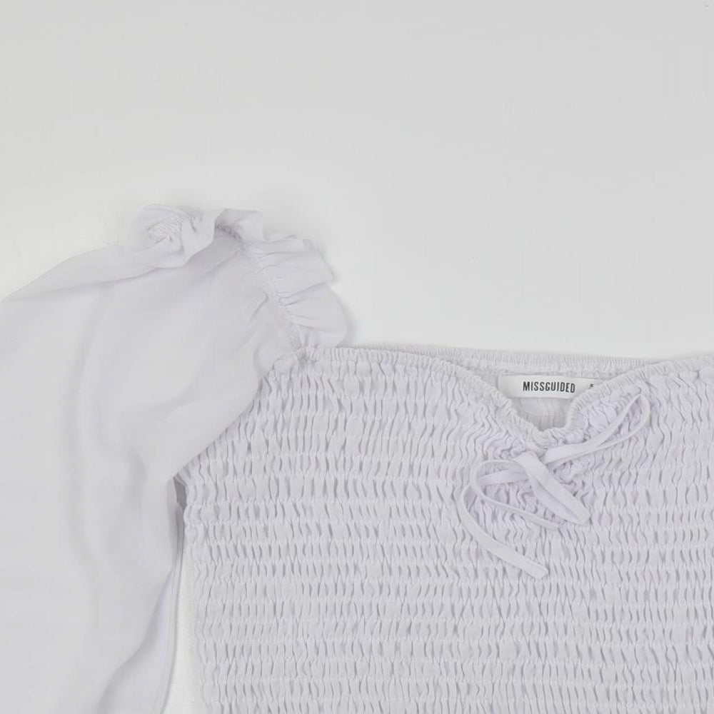 Womens UK Size 12 Missguided White Cropped Blouse