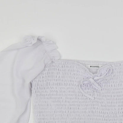 Womens UK Size 12 Missguided White Cropped Blouse