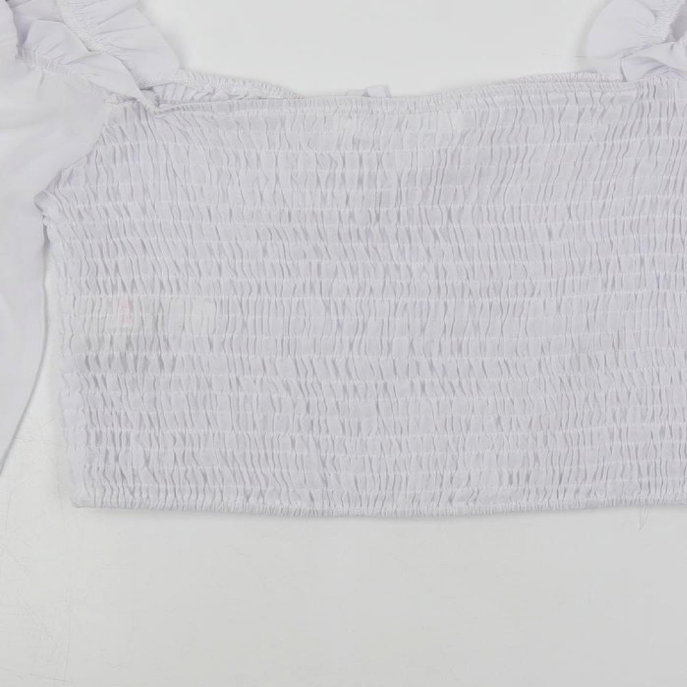 Womens UK Size 12 Missguided White Cropped Blouse