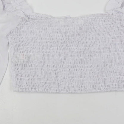 Womens UK Size 12 Missguided White Cropped Blouse