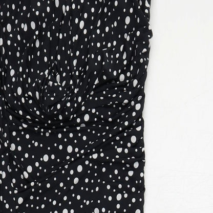 AX Paris Womens Black Polka Dot Polyester Bodycon Size S Off the Shoulder Pullover - Ruched Strapless