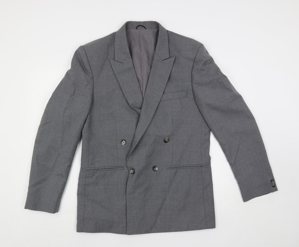 Upper Deck Mens Grey Wool Jacket Blazer Size 40 Regular