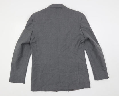 Upper Deck Mens Grey Wool Jacket Blazer Size 40 Regular