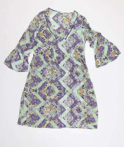 Indigo Womens Multicoloured Floral Modal A-Line Size 8 V-Neck Pullover