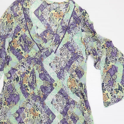 Indigo Womens Multicoloured Floral Modal A-Line Size 8 V-Neck Pullover