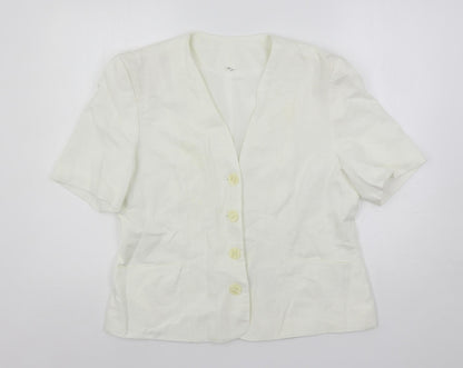Gayle Glass Womens White Jacket Blazer Size 16 Button