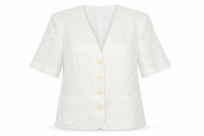 Gayle Glass Womens White Jacket Blazer Size 16 Button