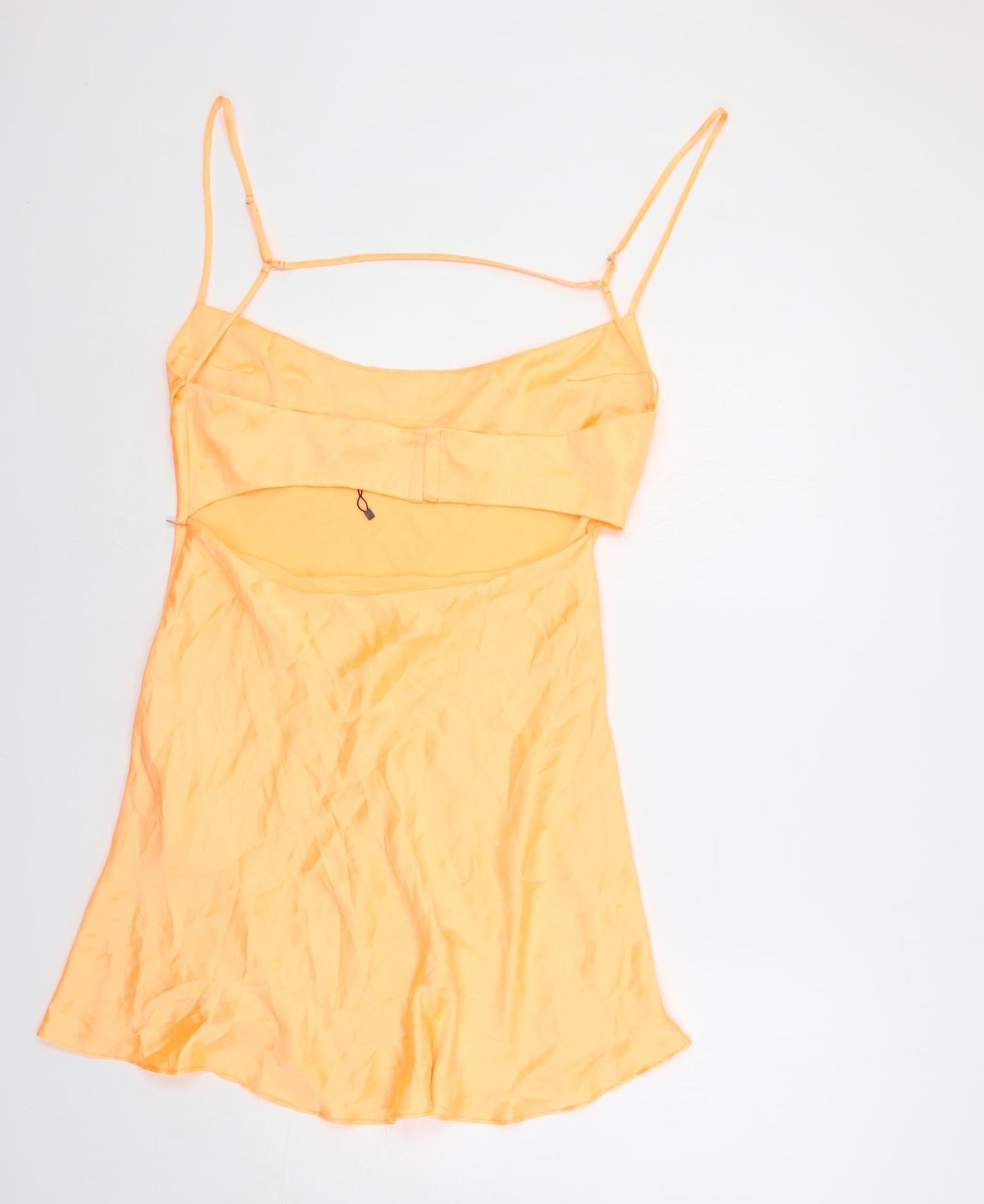 Zara Womens Orange Polyester Fit & Flare Size 2XL Square Neck Zip - Cut Out Back