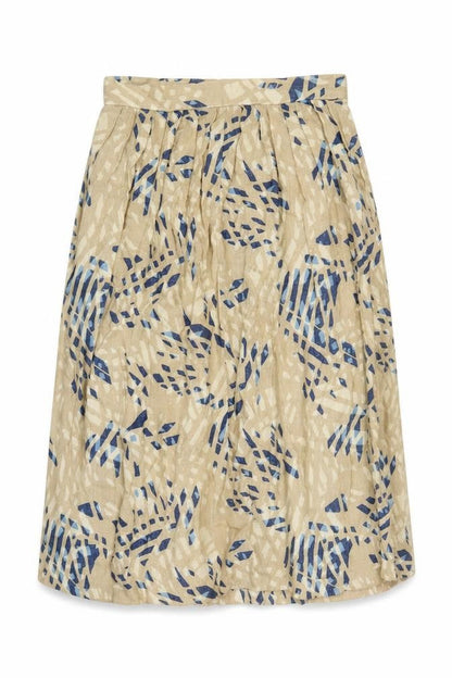 Melrose Womens Beige Geometric Viscose A-Line Skirt Size S Button
