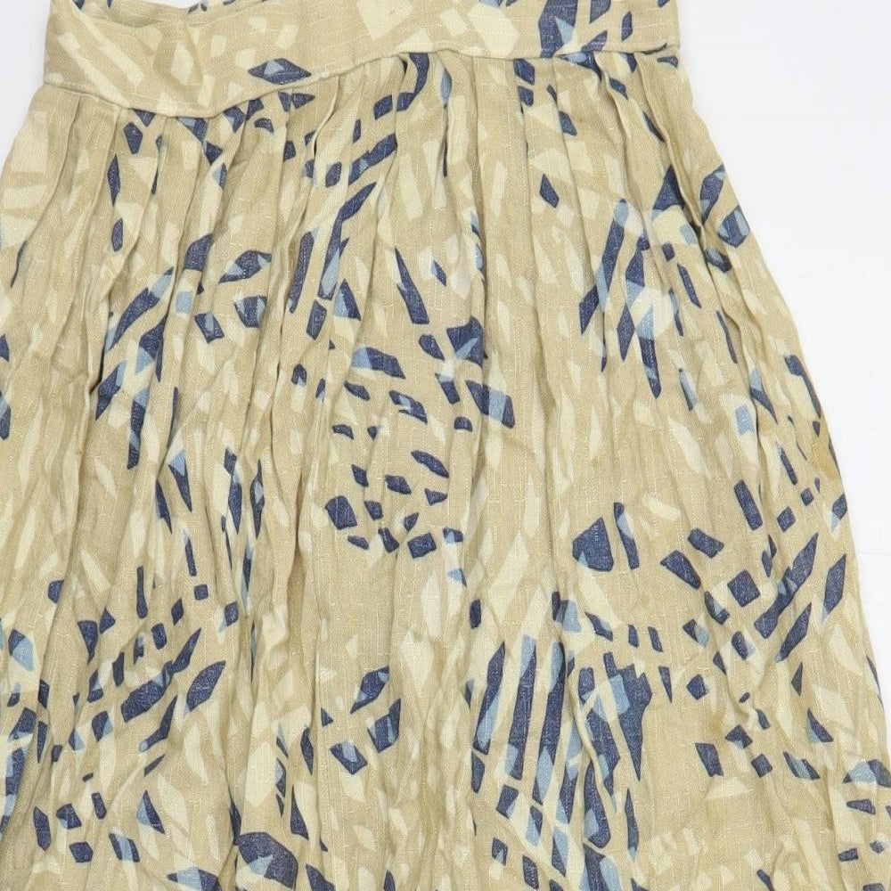 Melrose Womens Beige Geometric Viscose A-Line Skirt Size S Button