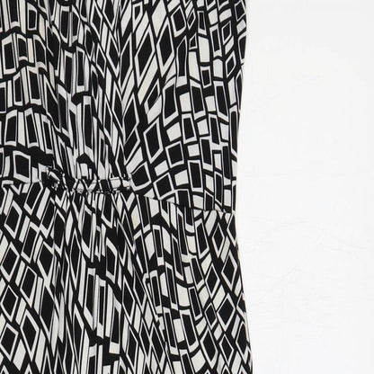 QED London Womens Black Geometric Polyester Maxi Size S V-Neck Pullover