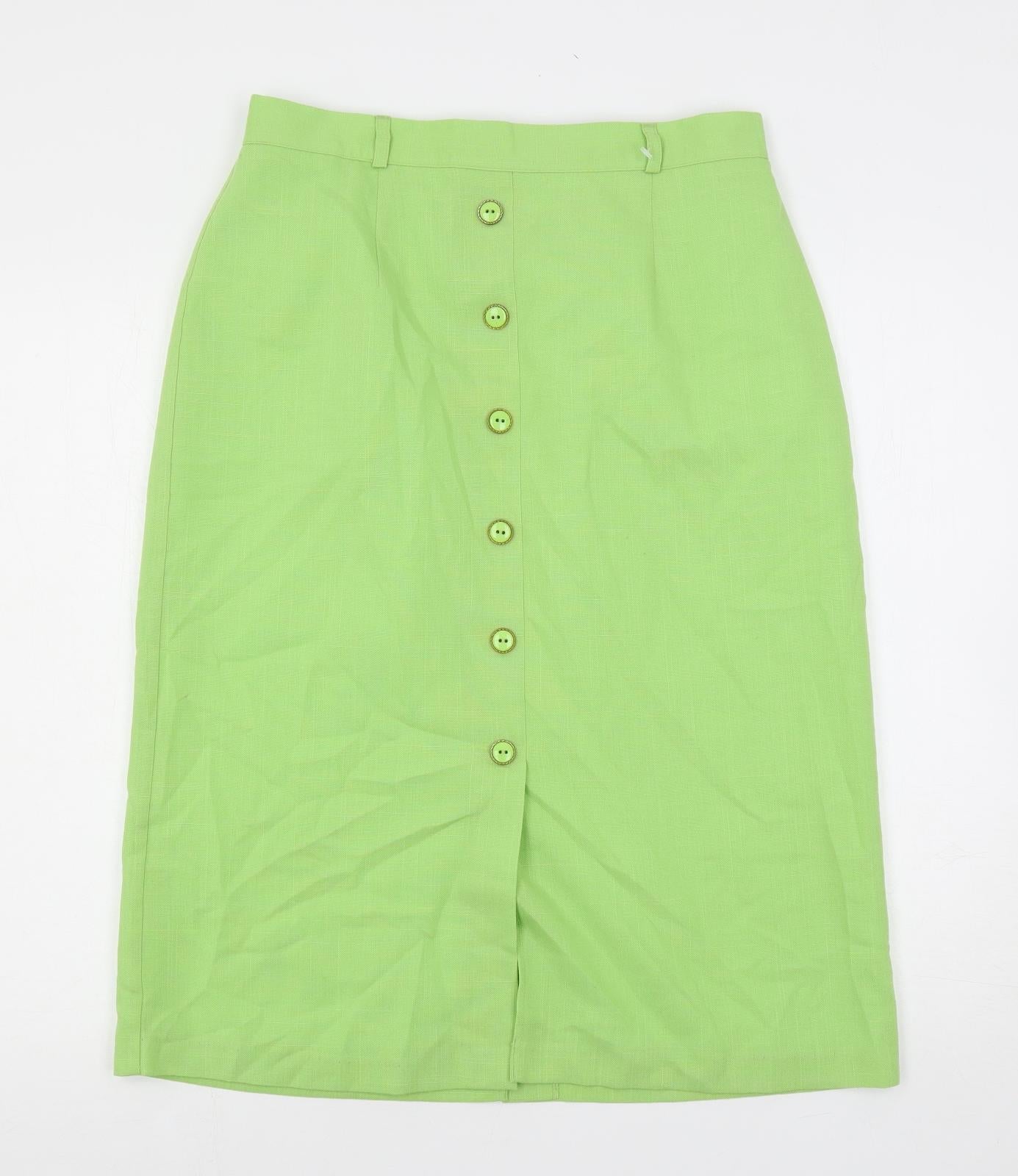 C&A Womens Green Polyester A-Line Skirt Size 16 Buckle