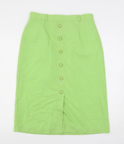 C&A Womens Green Polyester A-Line Skirt Size 16 Buckle