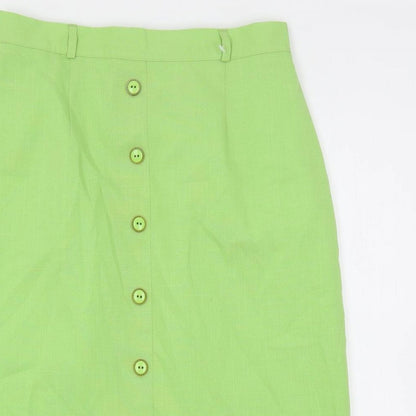 C&A Womens Green Polyester A-Line Skirt Size 16 Buckle