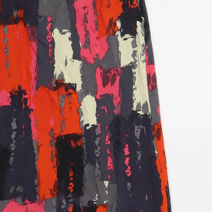 Monsoon Womens Multicoloured Geometric Silk Shift Size 10 Boat Neck Button