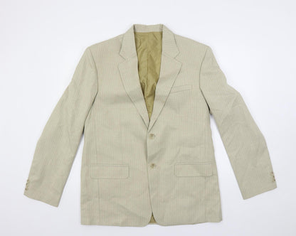 Gio gio Mens Beige Striped Polyester Jacket Suit Jacket Size 40 Regular