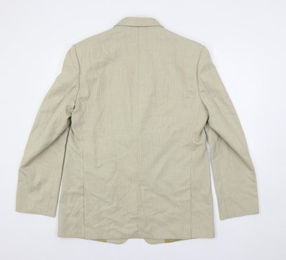 Gio gio Mens Beige Striped Polyester Jacket Suit Jacket Size 40 Regular
